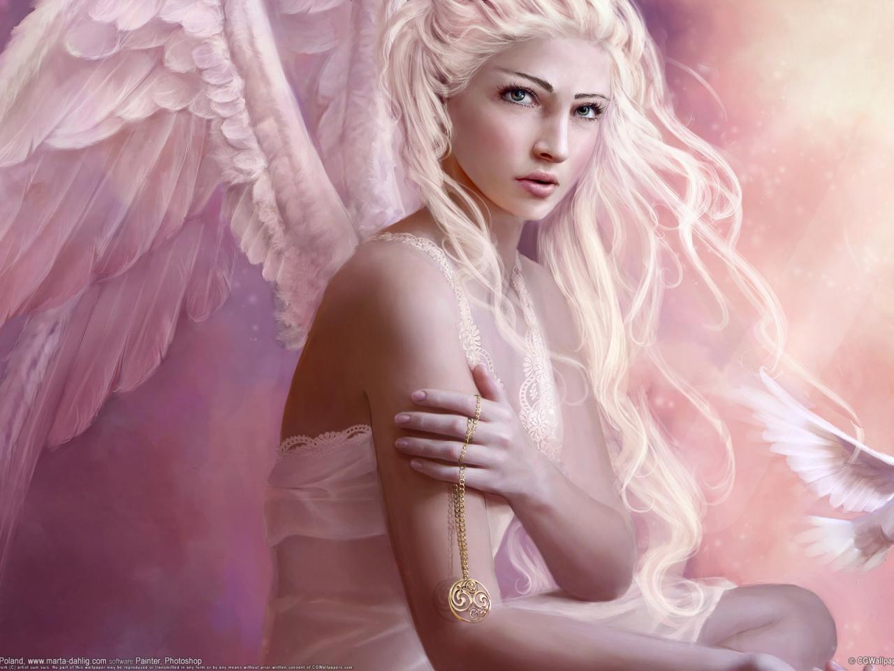 обои Angel Doves Fantasy CG Girl фото