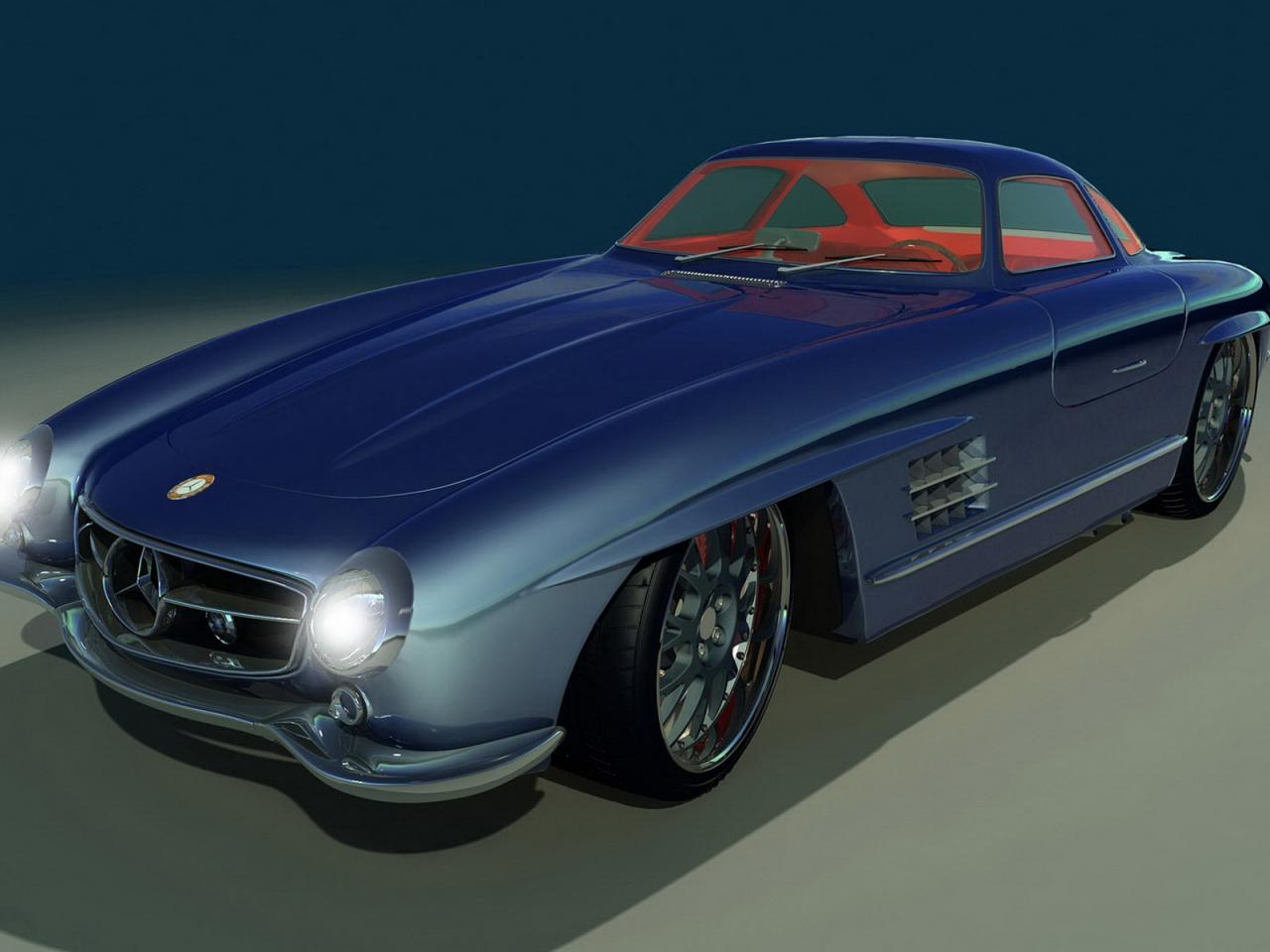 обои MB_300SL_машины на эскизе фото