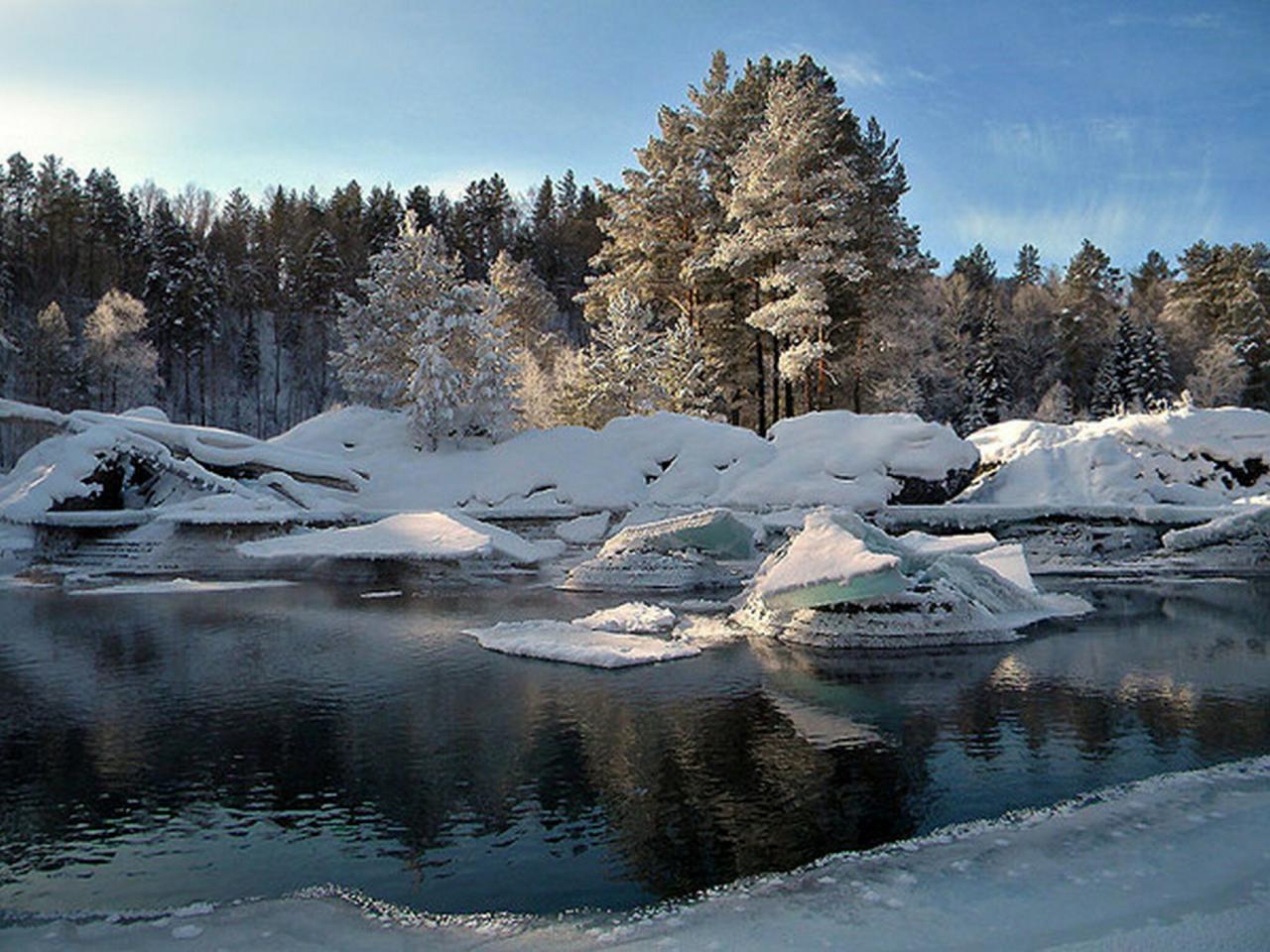 обои Зима на озере фото