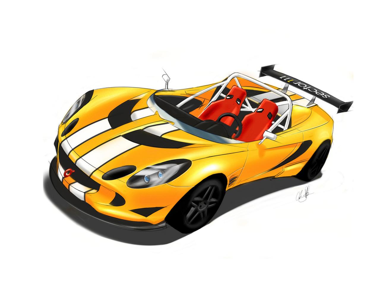 обои Lotus Elise Spyder1 Drawing Side Angle фото