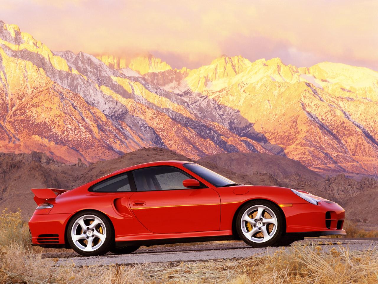 обои Porsche 911 GT2 Red Side Mountains фото