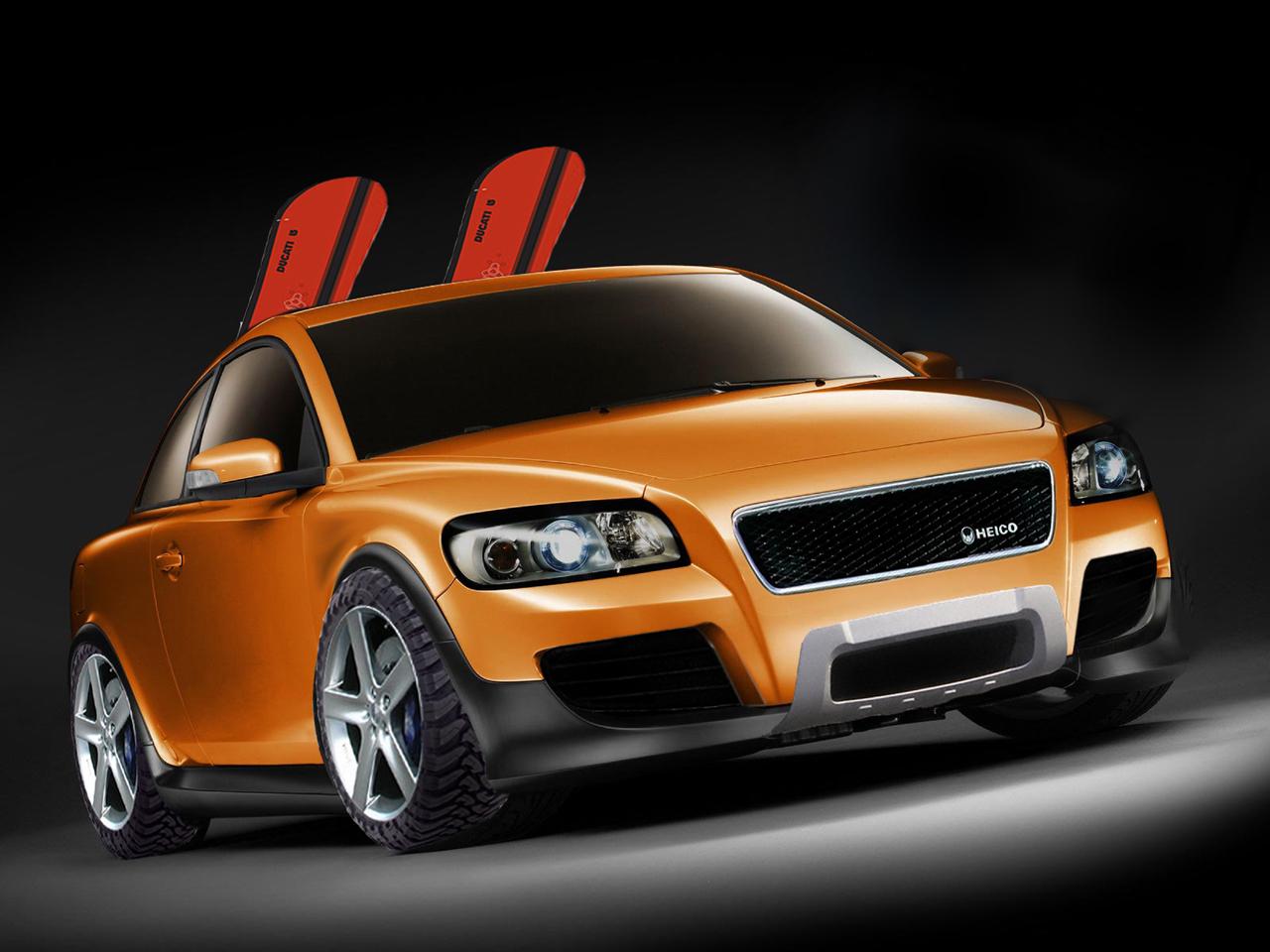 обои Volvo C30 машина сноубордера фото