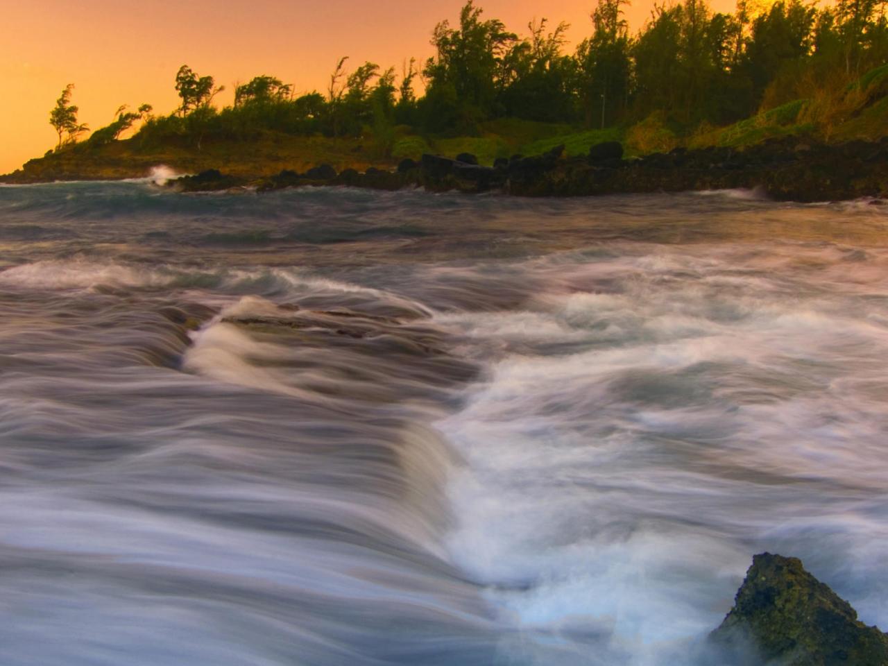 обои Flat Reef Seascape,   Kauai фото