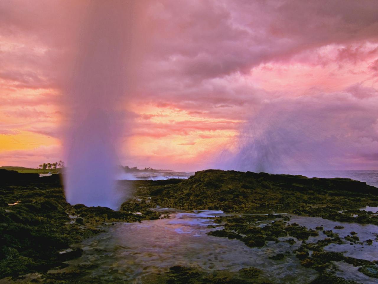 обои Spouting Horn Sunset,   Kauai фото