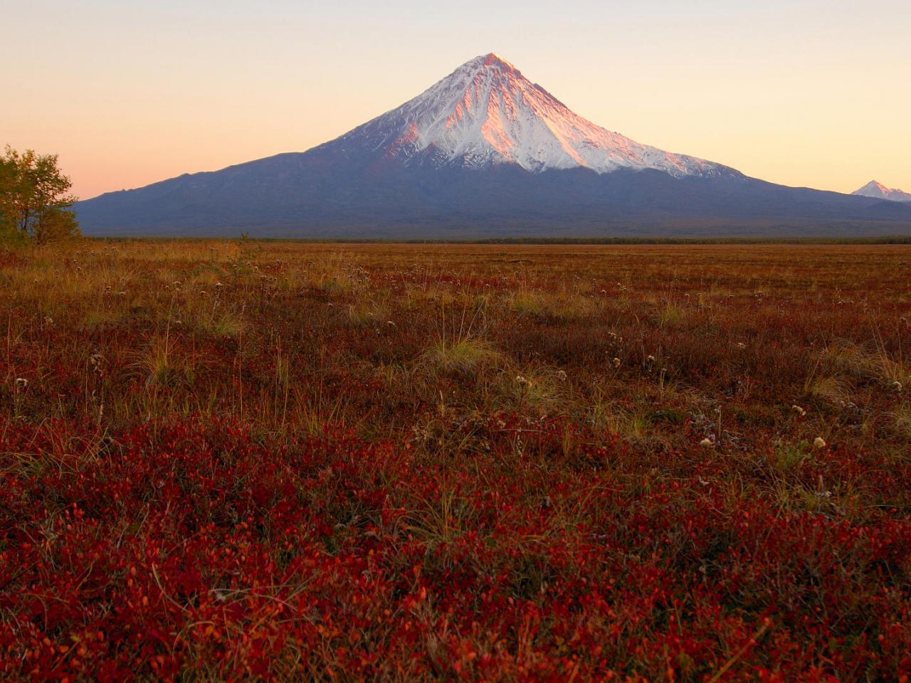 обои Kronotsky Volcano at Sunset,   Kamchatka,   Russia фото