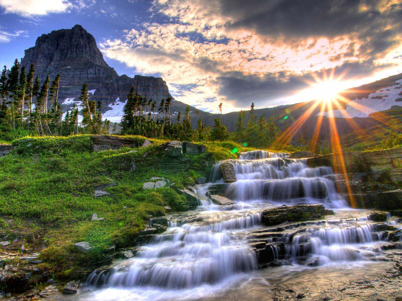 обои Logan Pass at Sunset,   Glacier National Park,   Montana фото