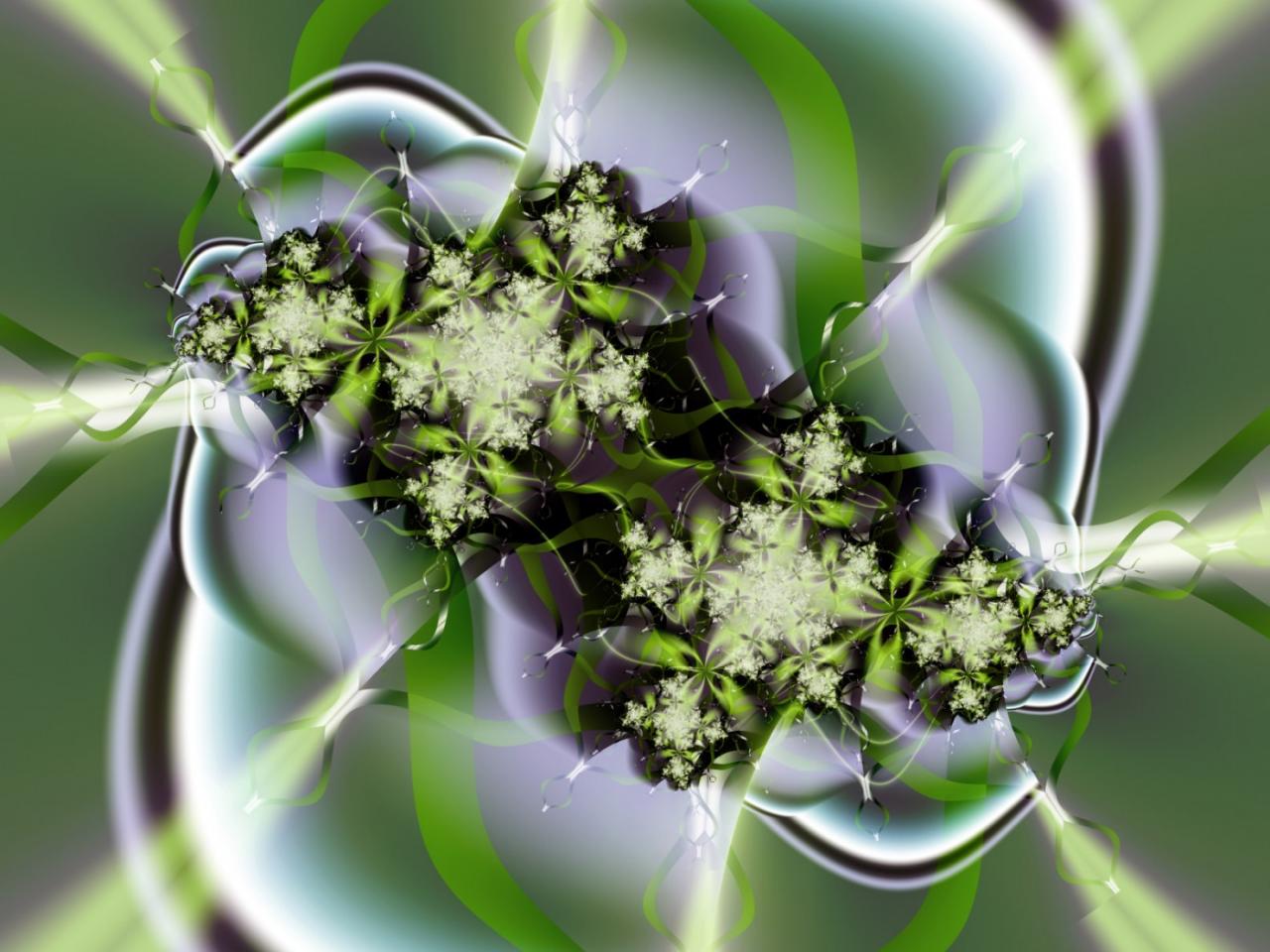 обои Abstract green flower фото