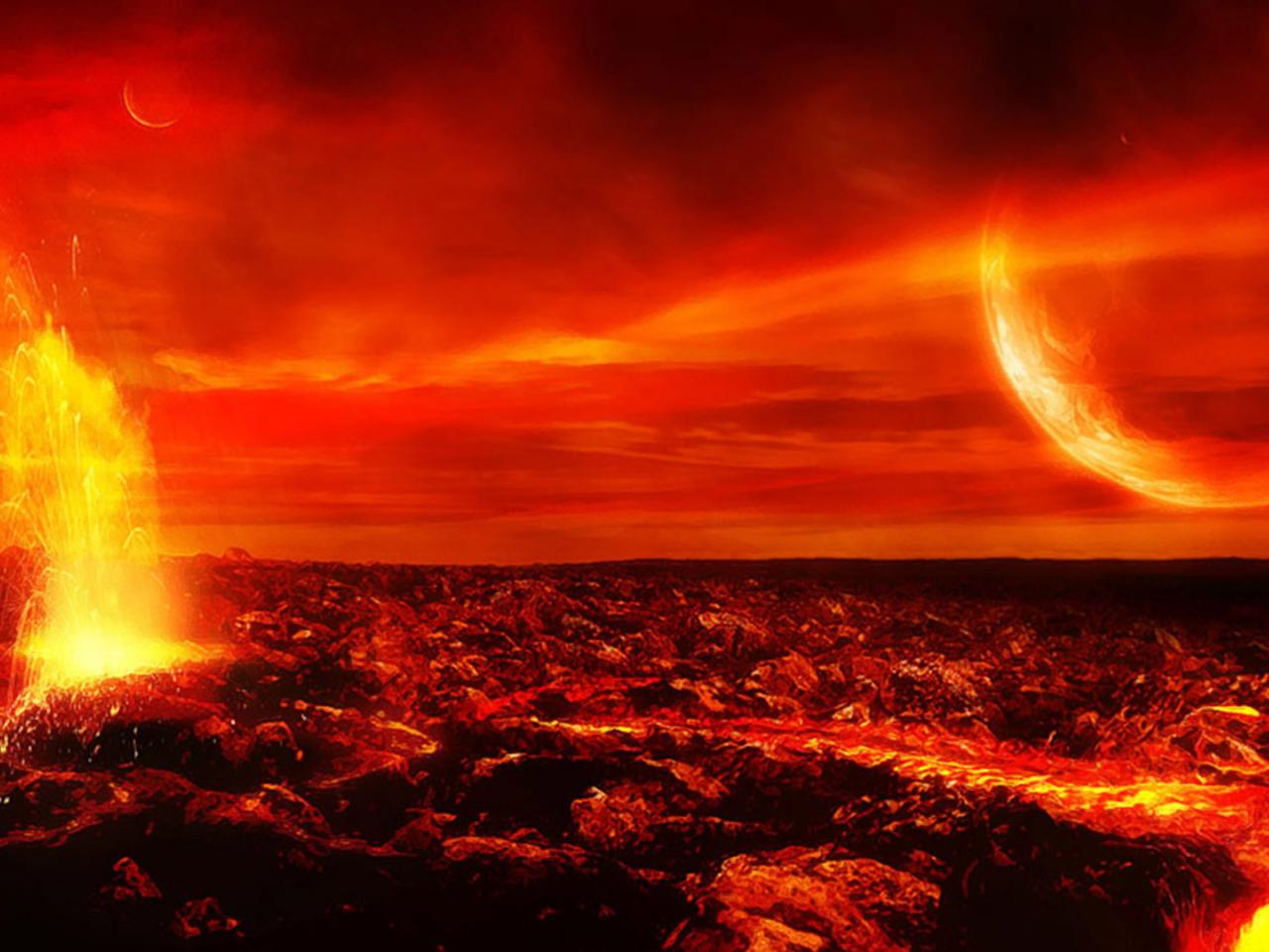 обои Извержение лавы на планете фото
