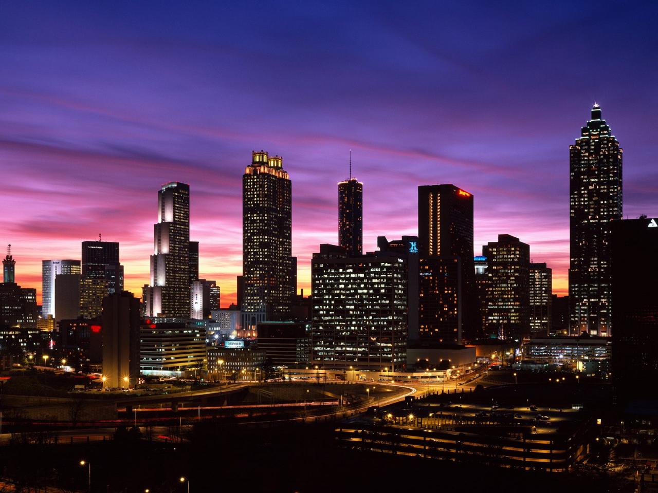 обои Atlanta Skyline at Sunset,   Georgia фото