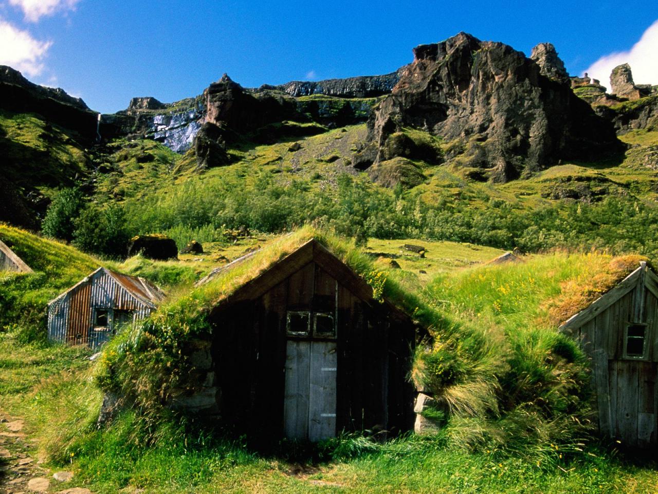 обои Green Rooftops,   Iceland фото