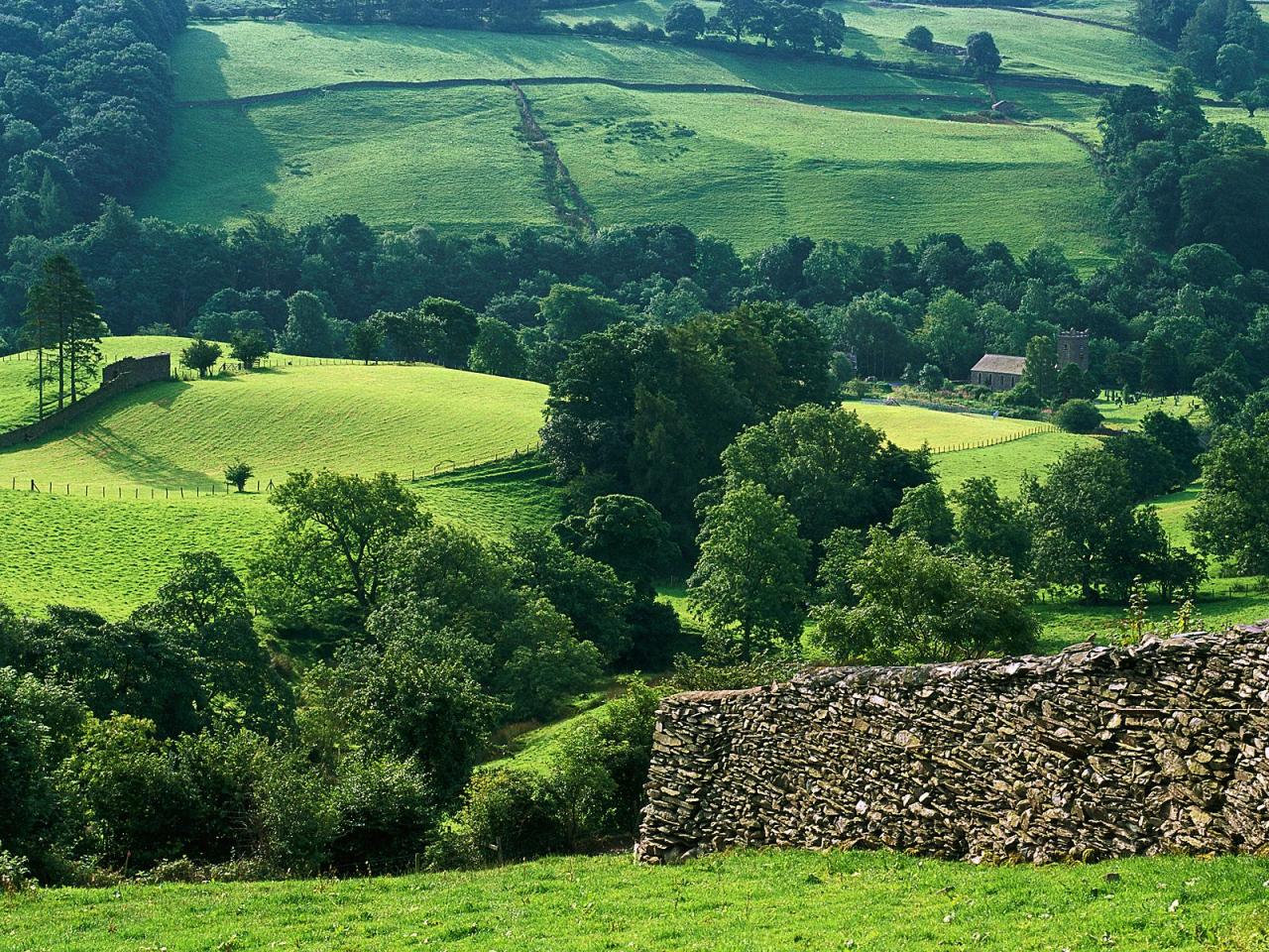 обои Hills of Troutbeck,   Lake District,   England фото