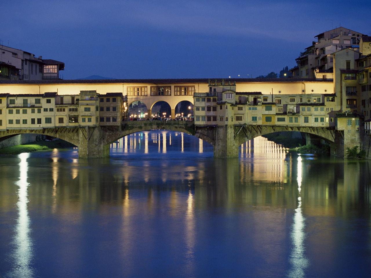 обои Ponte Vecchio Bridge Over the Arno River,   Florence,   Italy фото