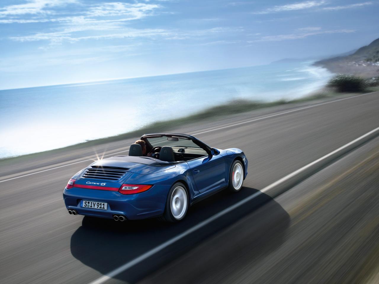 обои Porsche 911 Carrera 4S Cabriolet синяя фото