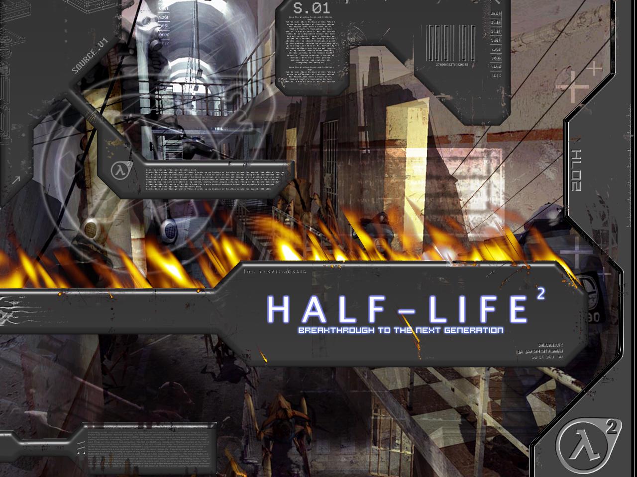 обои Half-life 2 с рамкой и с огнем фото