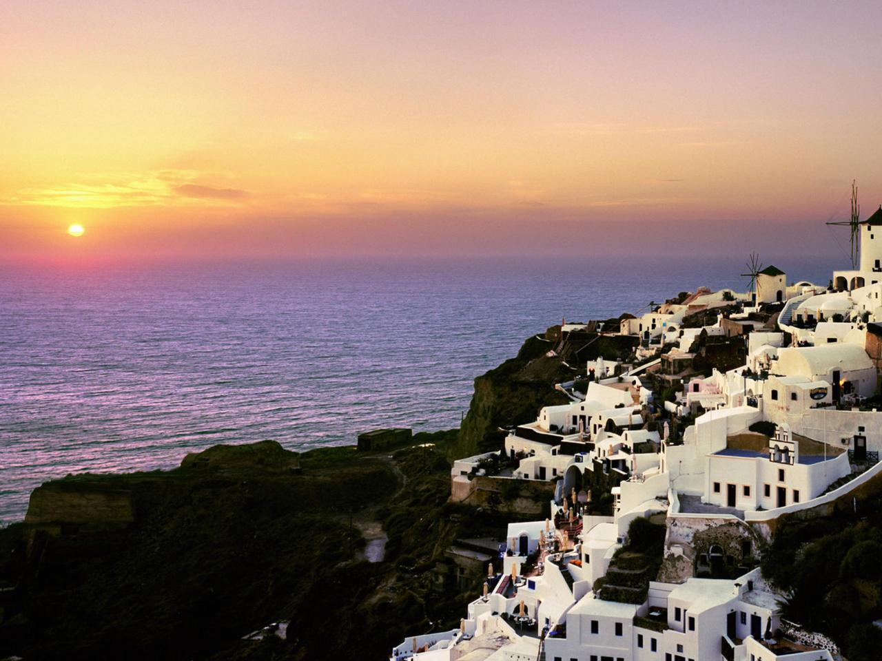 обои Oia at Sunset,   Santorini Island,   Greece фото