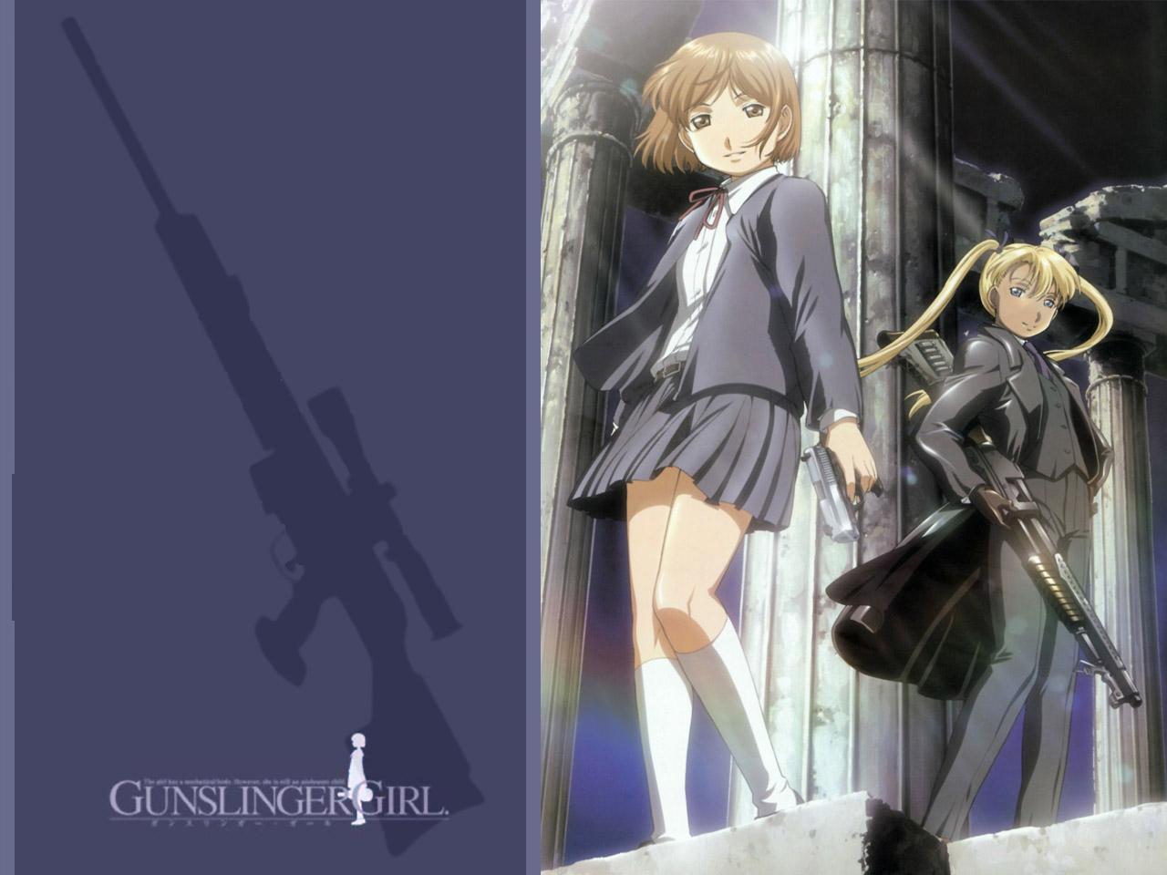 Обои для рабочего стола Gunslinger Girl - две девушки с пушками фото -  Раздел обоев: Gunslinger Girl (Аниме)