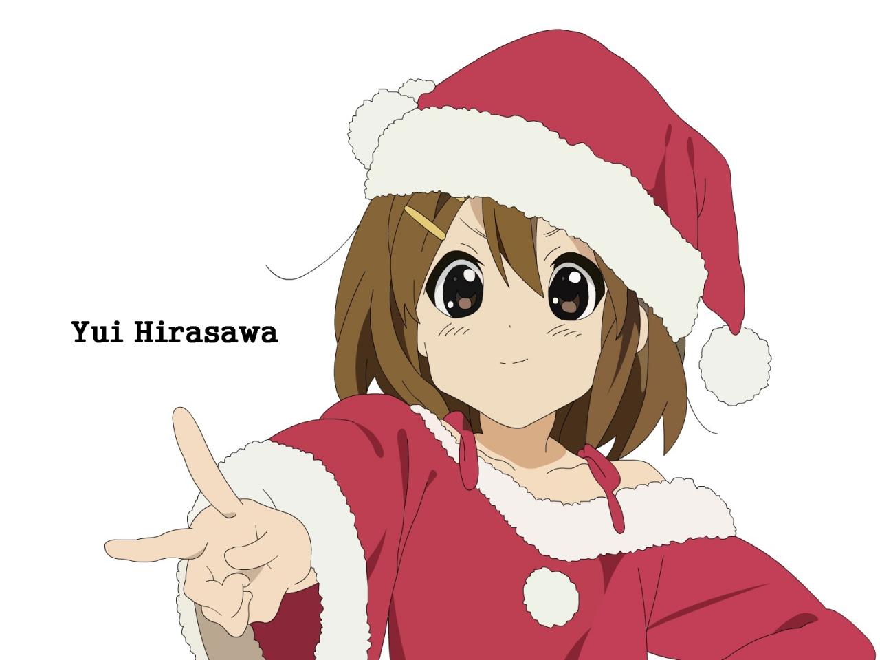 обои K-On - Юи в новогоднем костюме фото