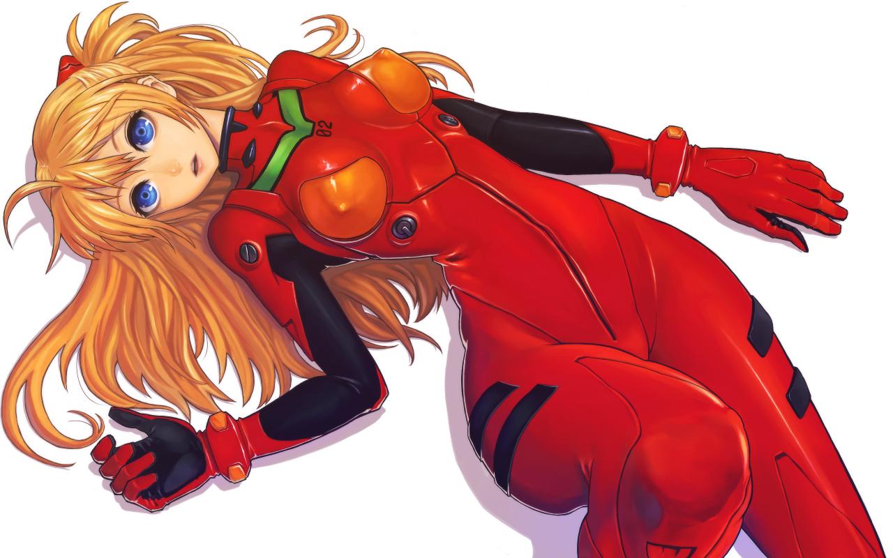 обои Evangelion - Asuka в костюме пилота лежит на полу фото