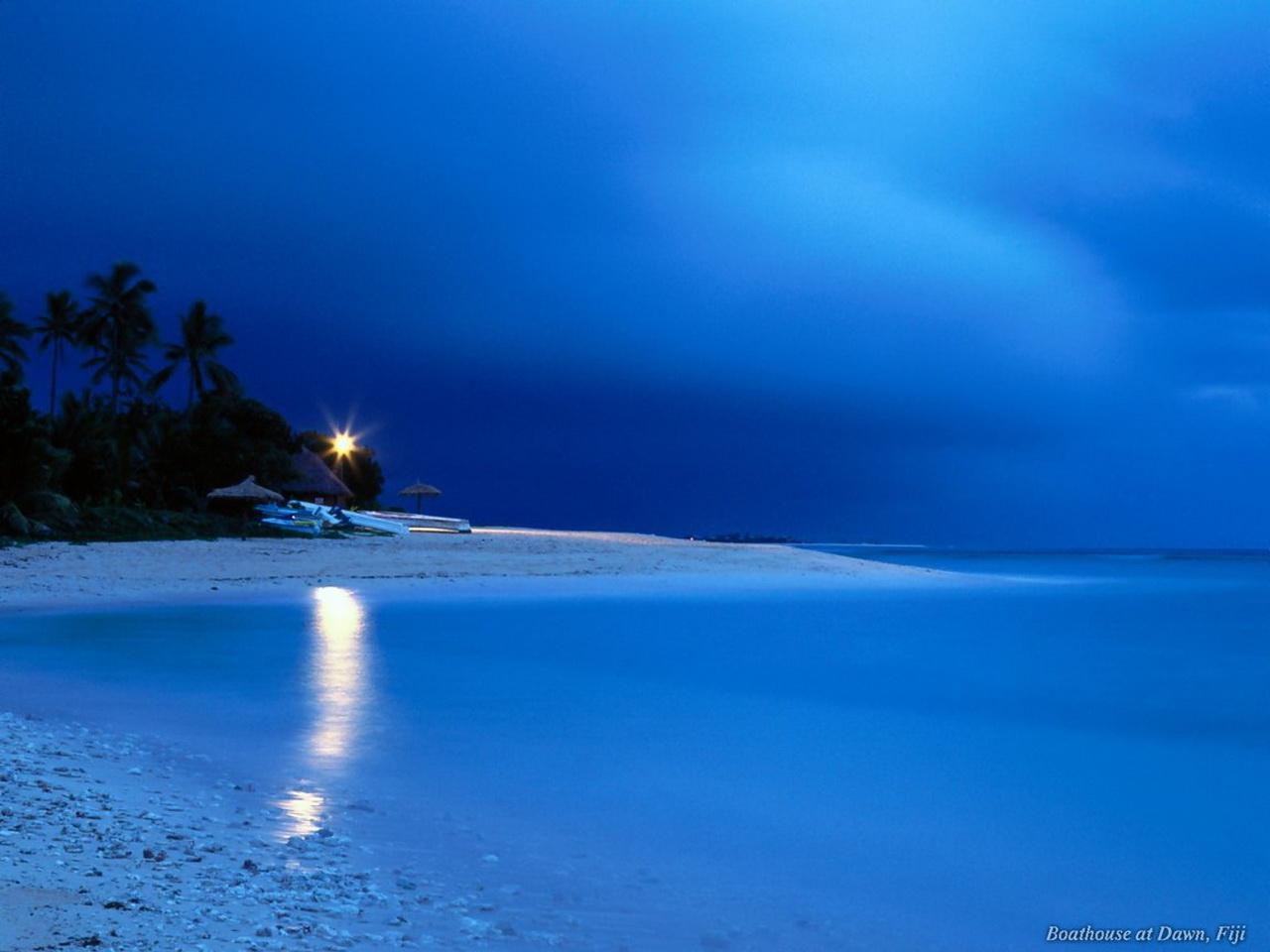 обои Boathouse at Dawn,   Fiji фото