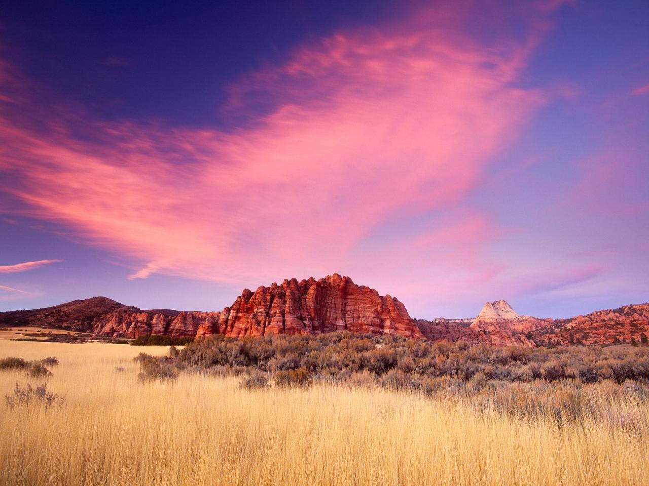 обои Sandstone Formations at Sunset,   Zion National Park,   Utah фото