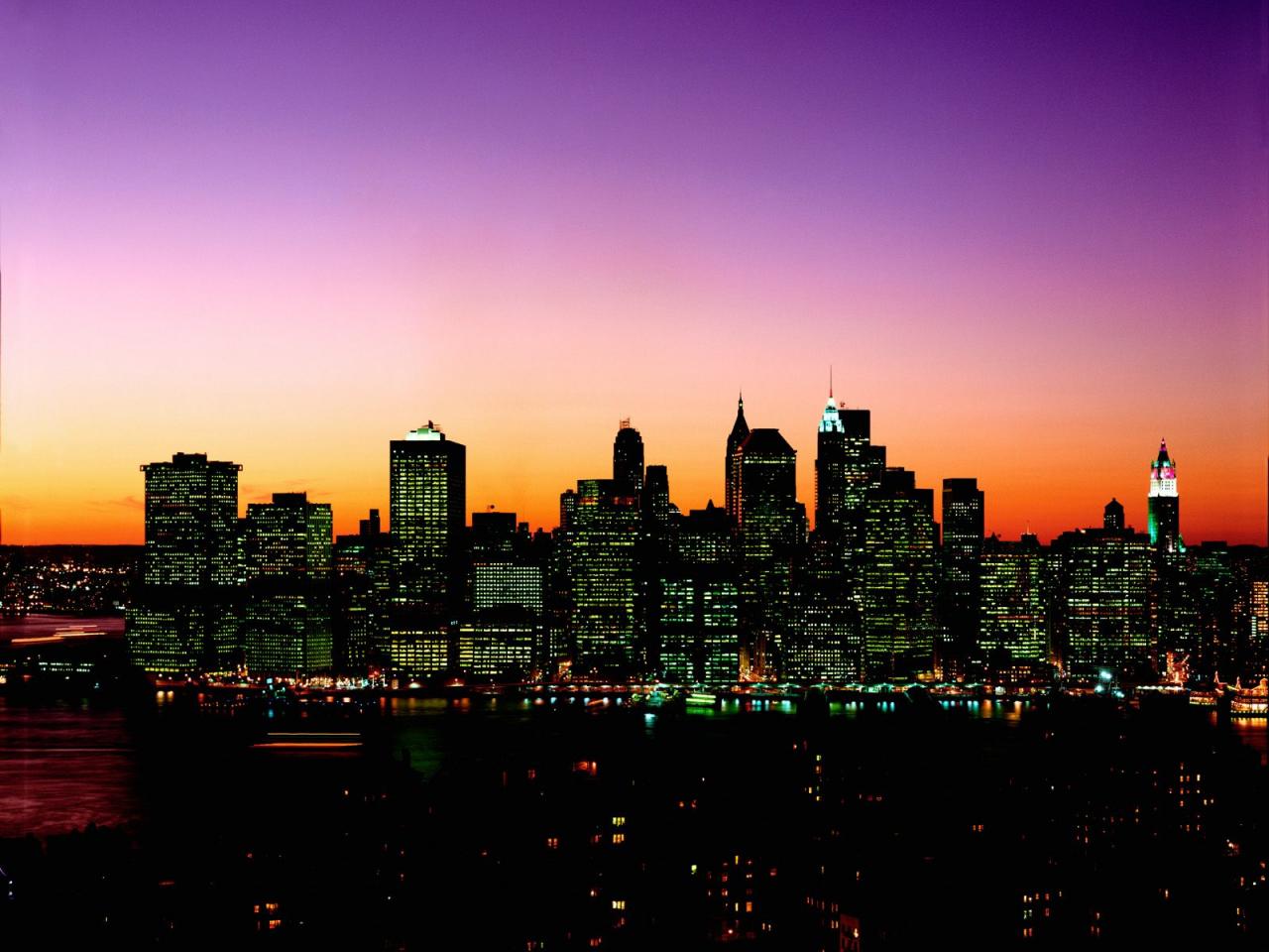 обои Manhattan Skyline at Twilight,   New York фото