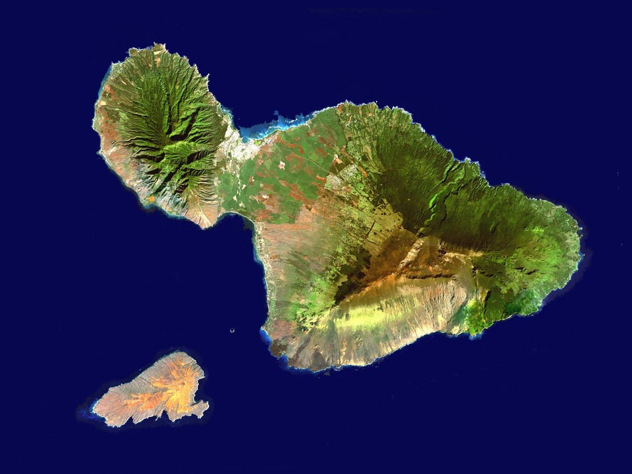 обои Landsat Image of Maui,   Hawaii фото