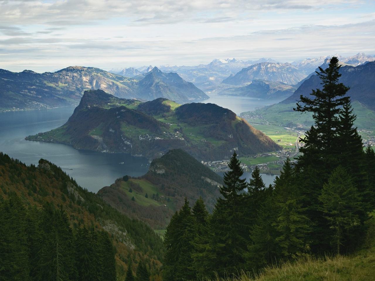 обои View of the Alps From Pilatus Mountain,   Lucerne,   Switzerland фото