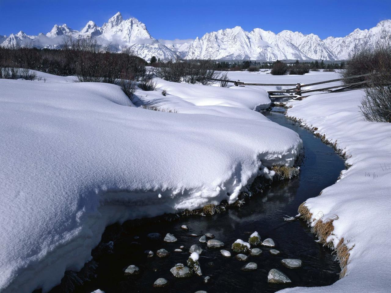 обои Winter Light on the Teton Range,   Grand Teton National Park,   Wyoming фото