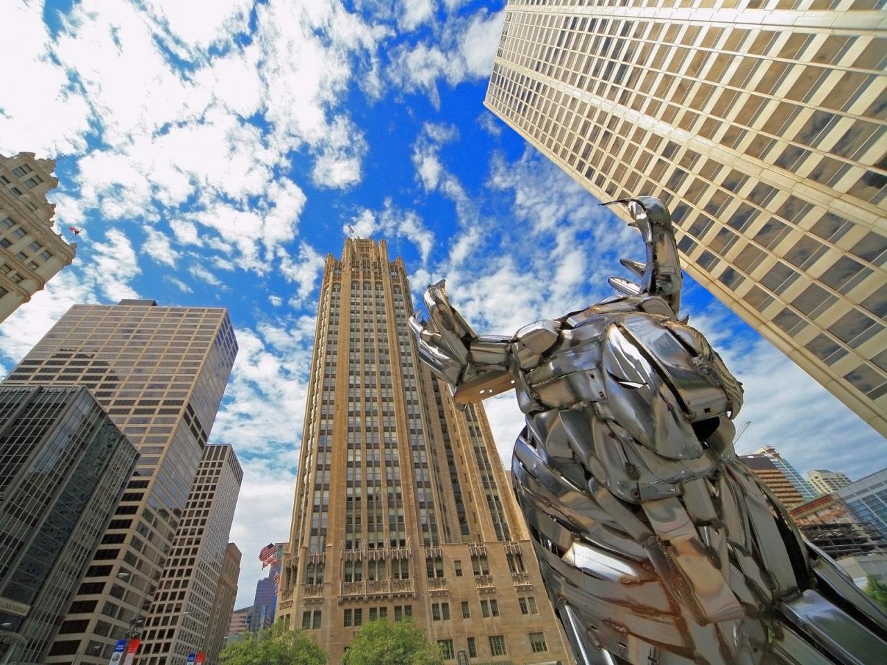 обои Chrome Sculpture,   Michigan Avenue,   Chicago,   Illinois фото