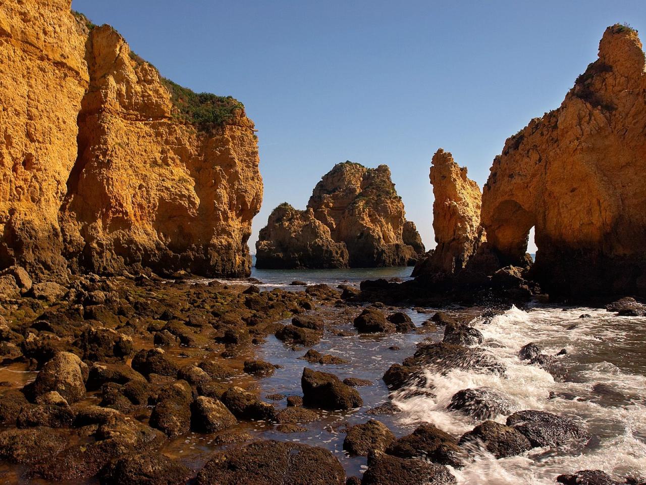 обои Rock Formations,   Ponta da Piedade,   Lagos,   Portugal фото