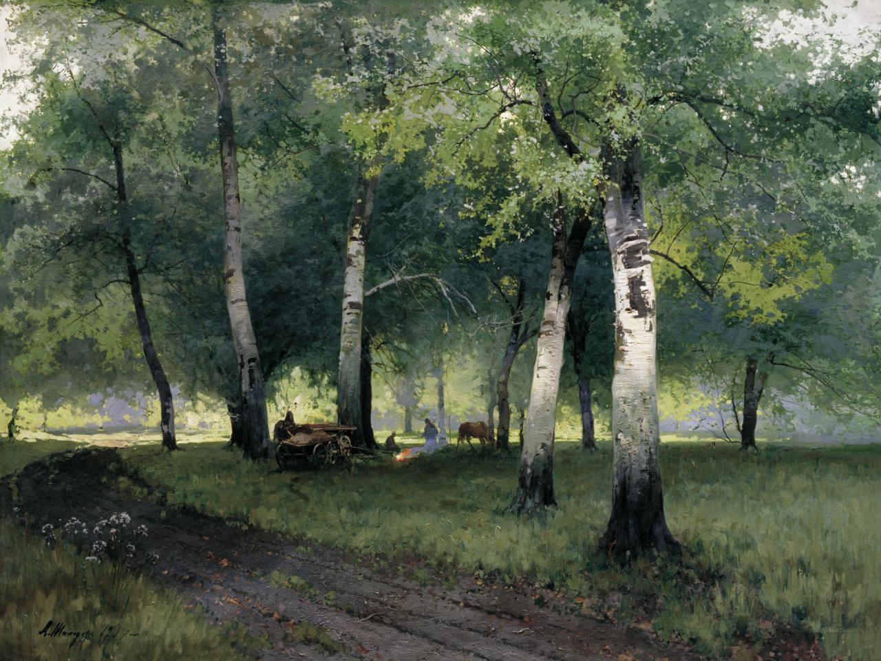 обои Березовый лес. 1908, холст, масло. 110х143 см фото