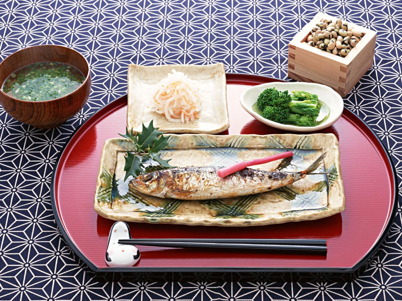 обои Жареная рыба под овощи в Японии фото