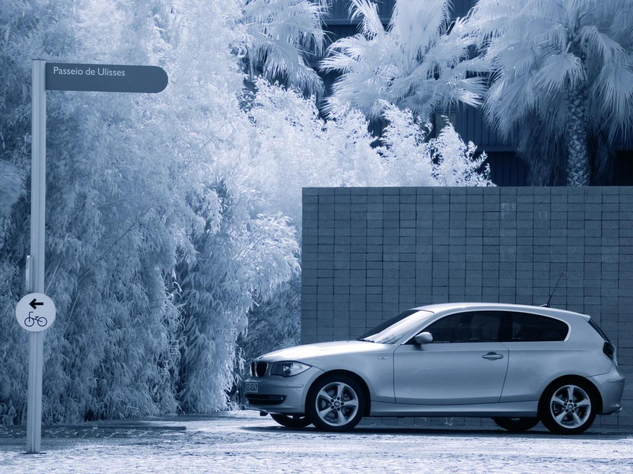 обои 2011 BMW 1-Series серый знак фото