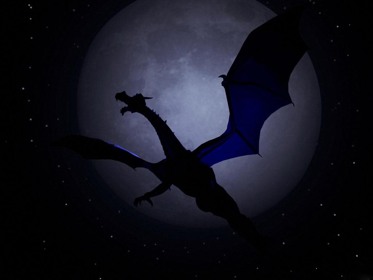 обои Ночной полет дракона фото
