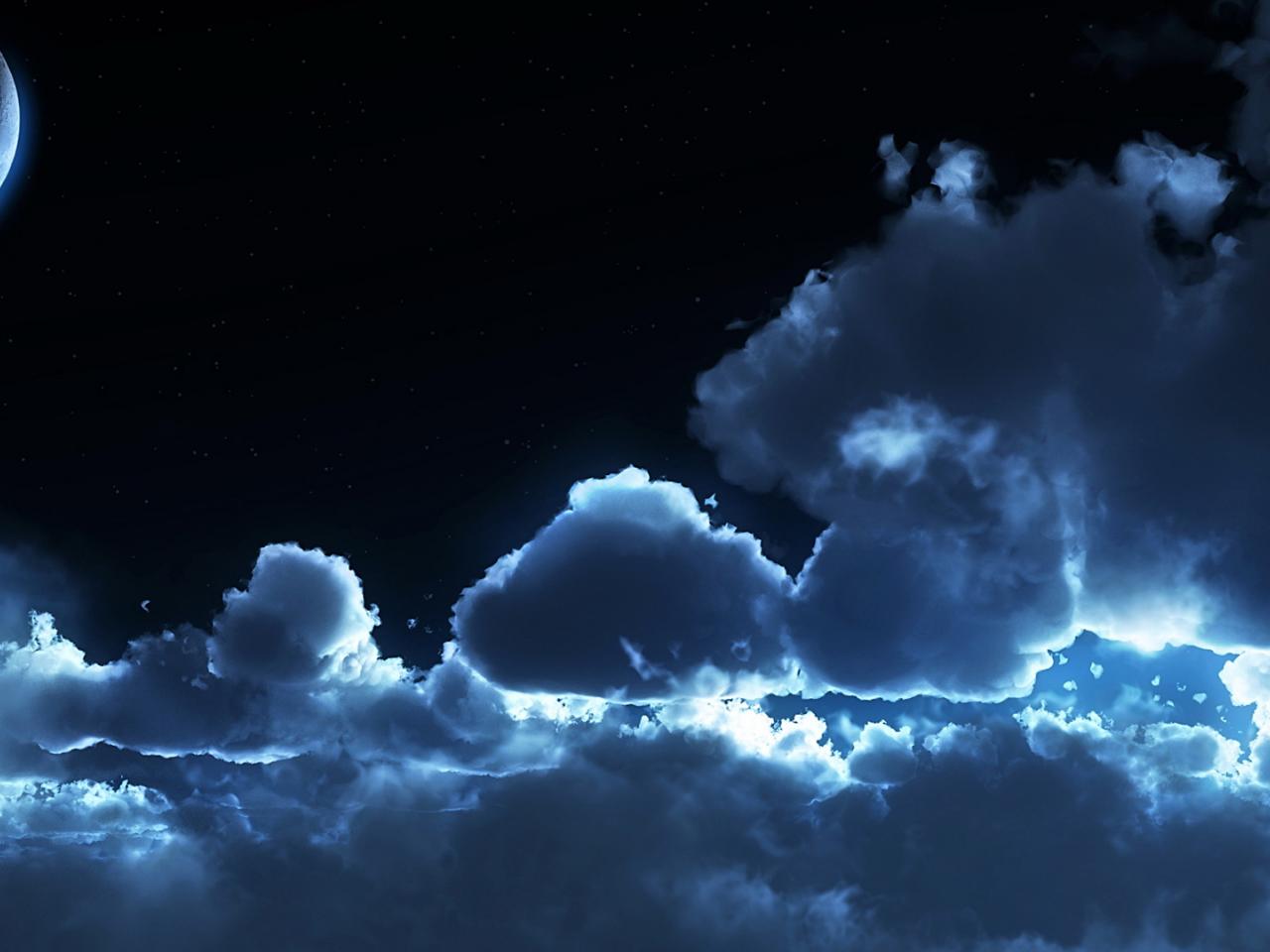 обои Синие купчастые облака фото