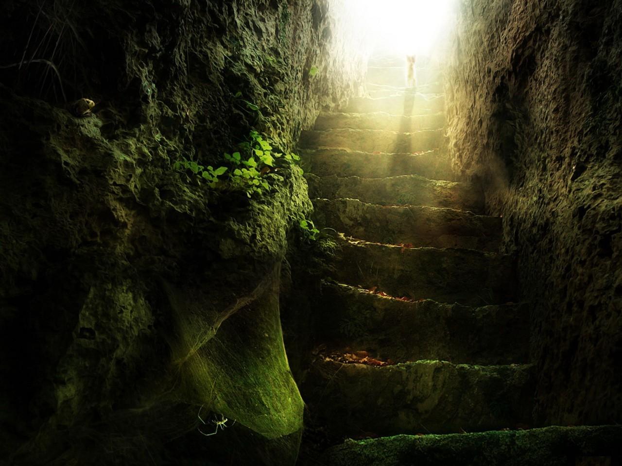 обои Лестница в пещере фото