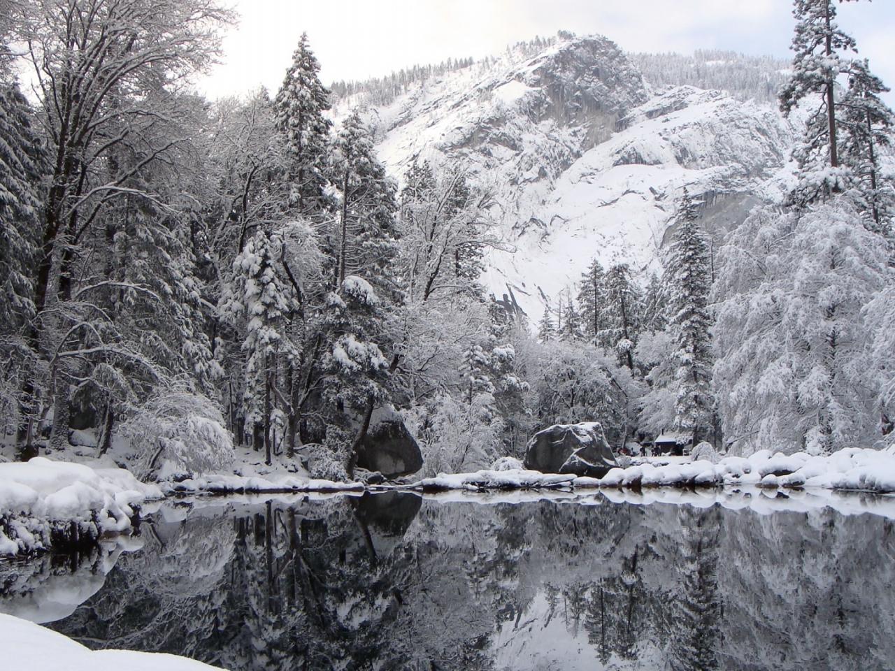 обои Зима,  озеро в горах фото