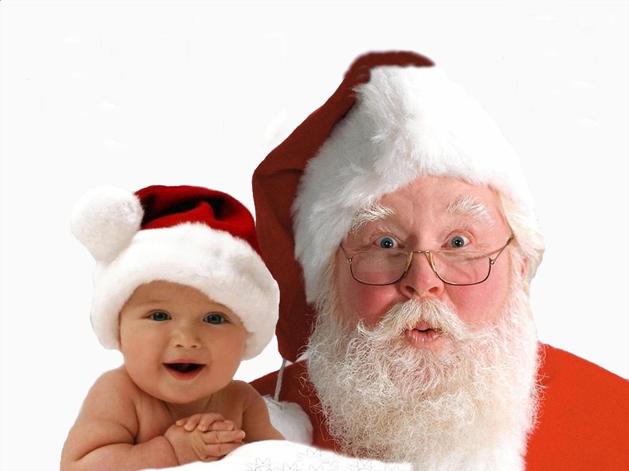 обои Дед Мороз и ребенок фото