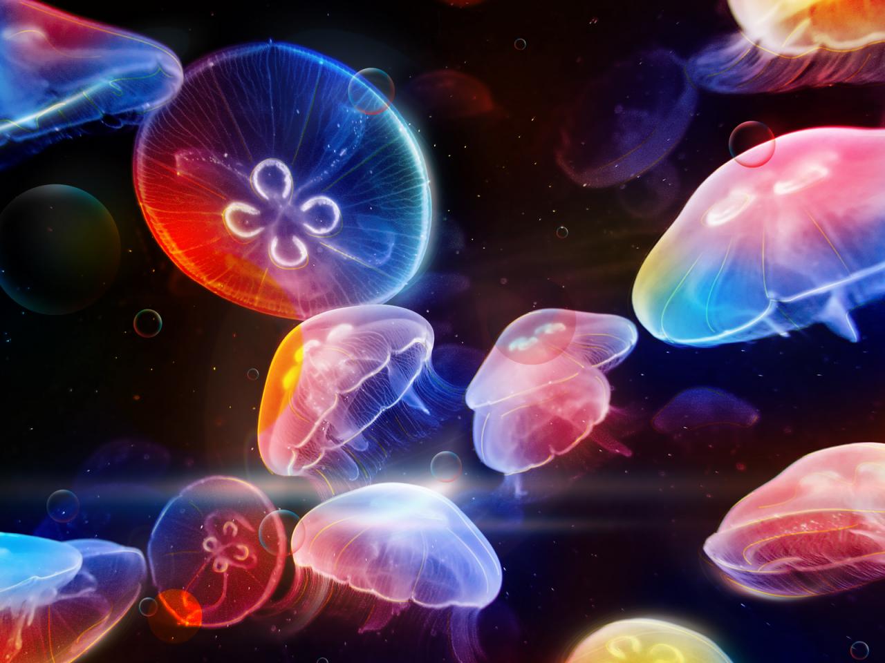 обои Цветные медузы фото