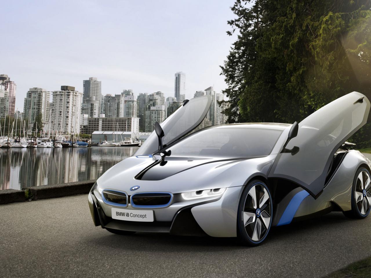 обои BMW i8 открыл двери фото