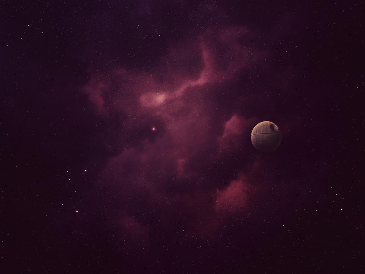 обои Искуственная планета у пурпурной туманности фото