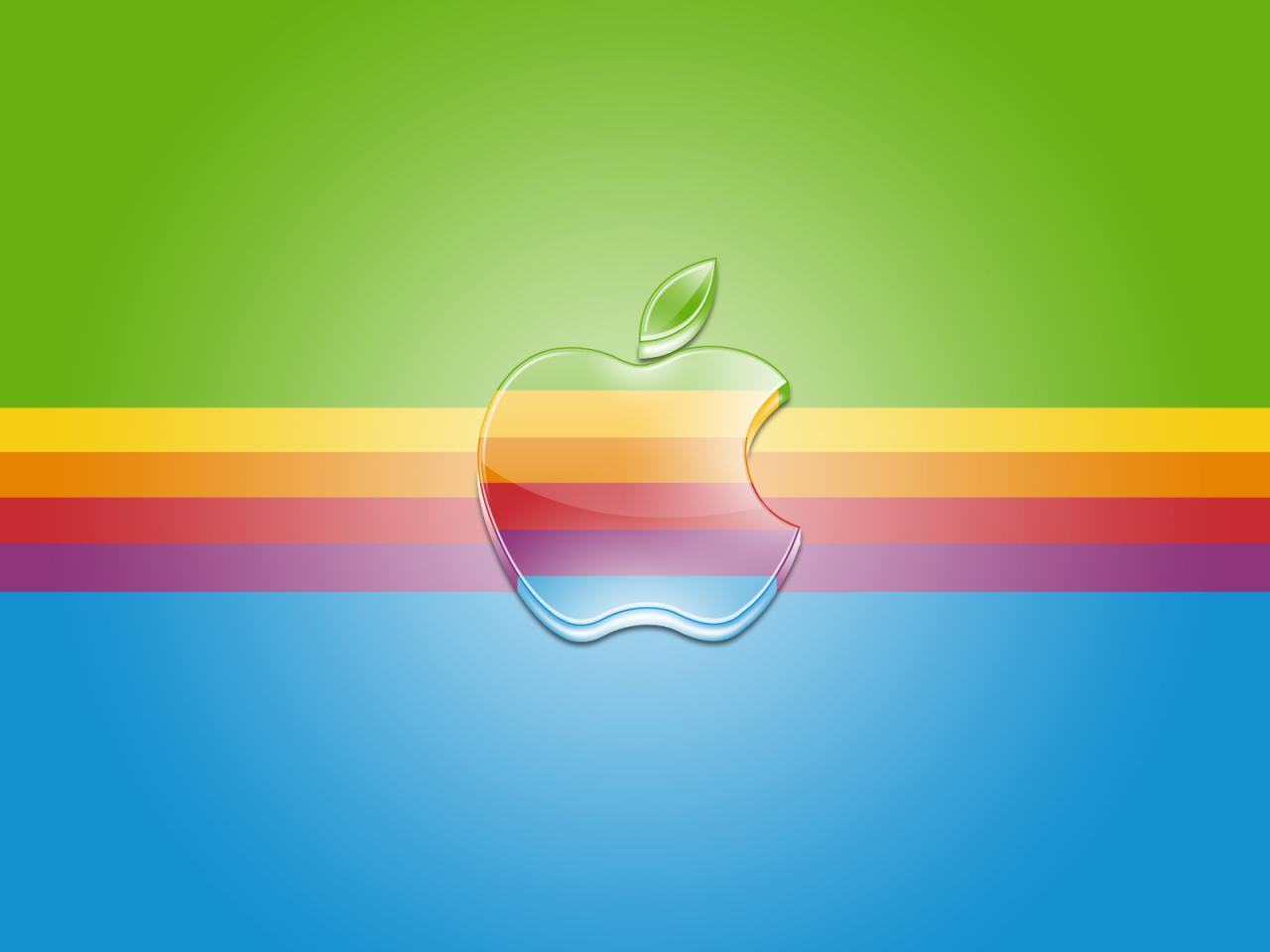 обои Прозрачный Apple на цветных полосах фото