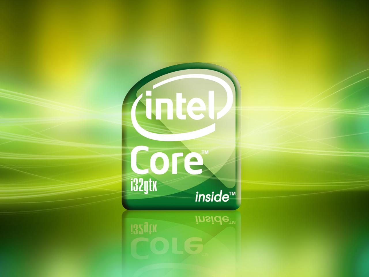 обои Зеленый логотип Intel core i32gtx фото