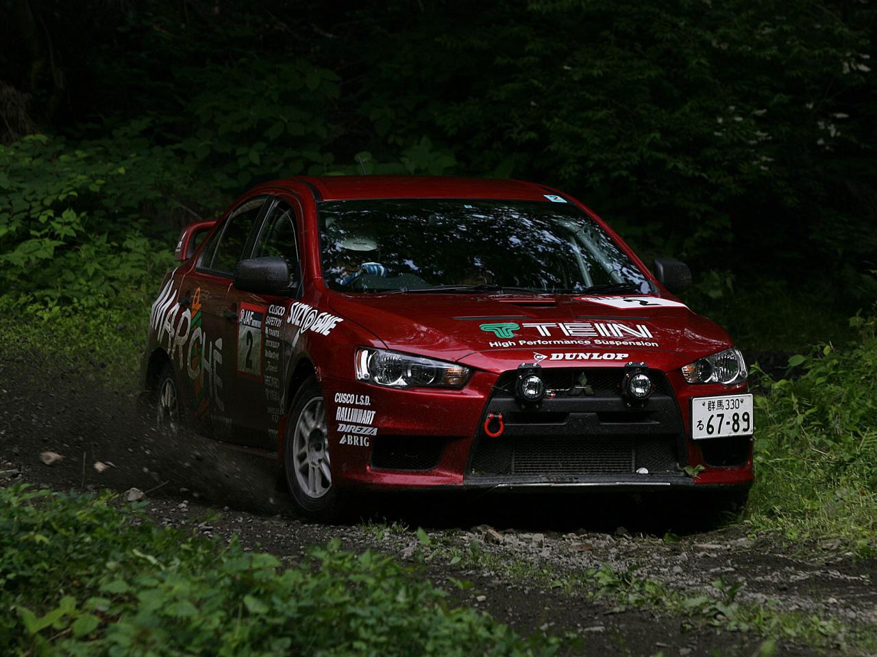 обои Машина mitsubishi lancer x под деревом фото