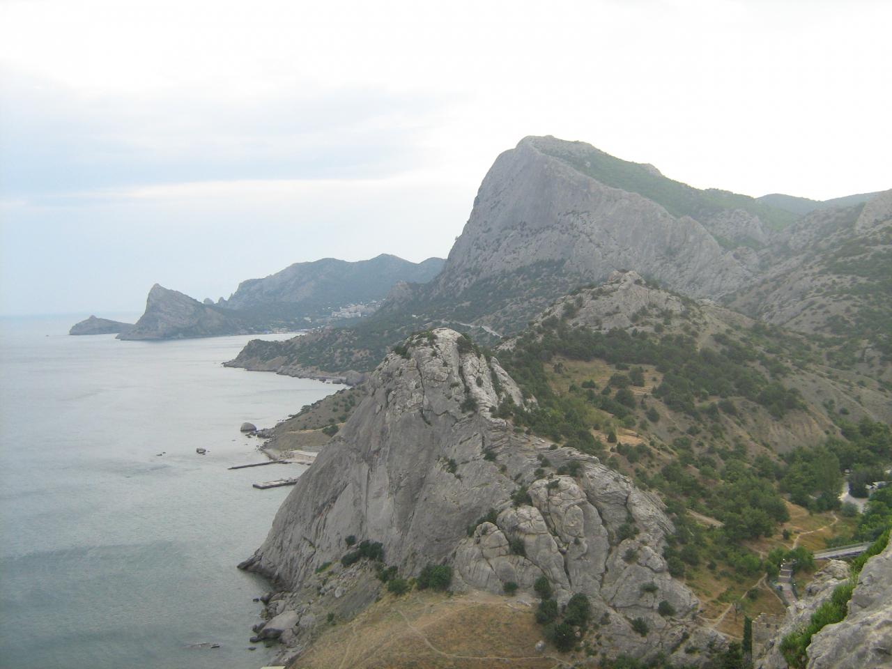 обои Панорамный вид крымских скал и моря фото