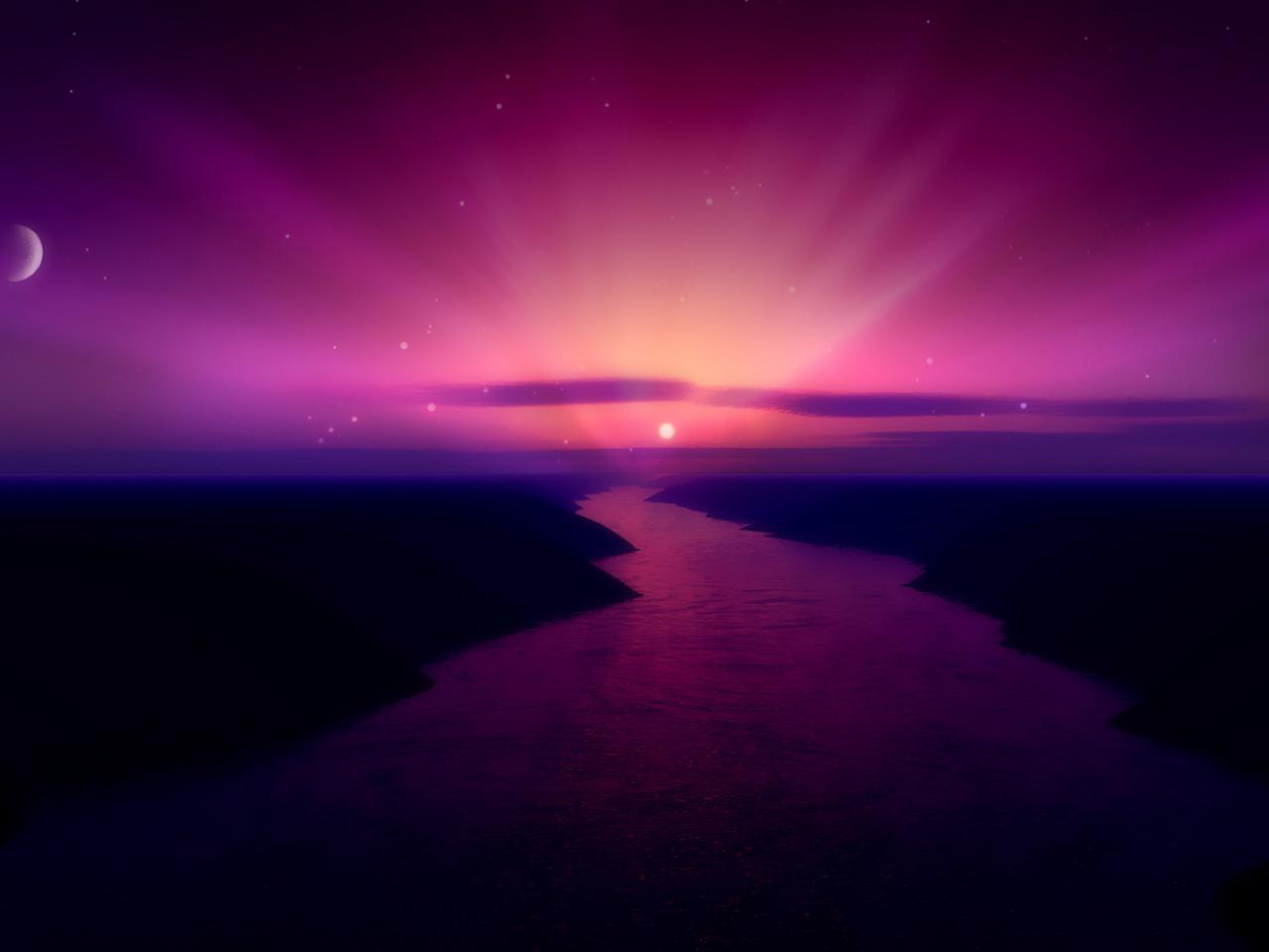 обои Фиолетовое сияние в долине фото