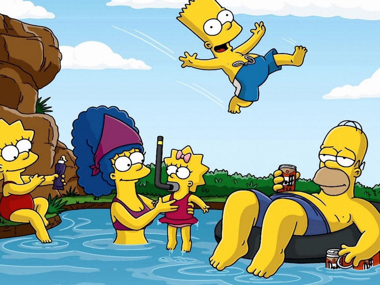 обои Симпсоны в бассейне фото