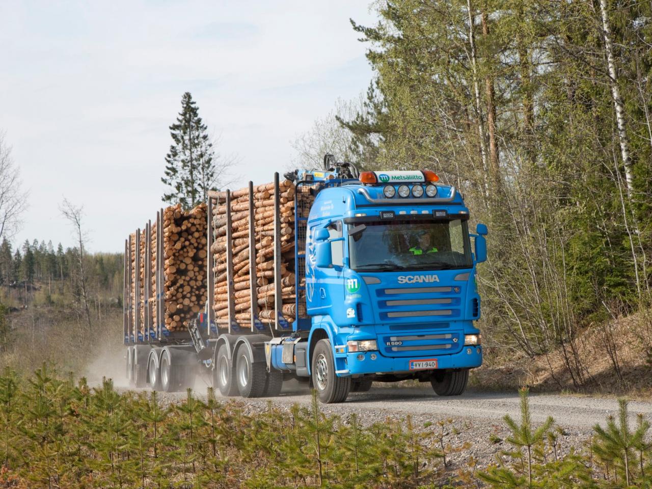 обои Scania R620 6x4 Highline Timber Truck 2005 мощь фото