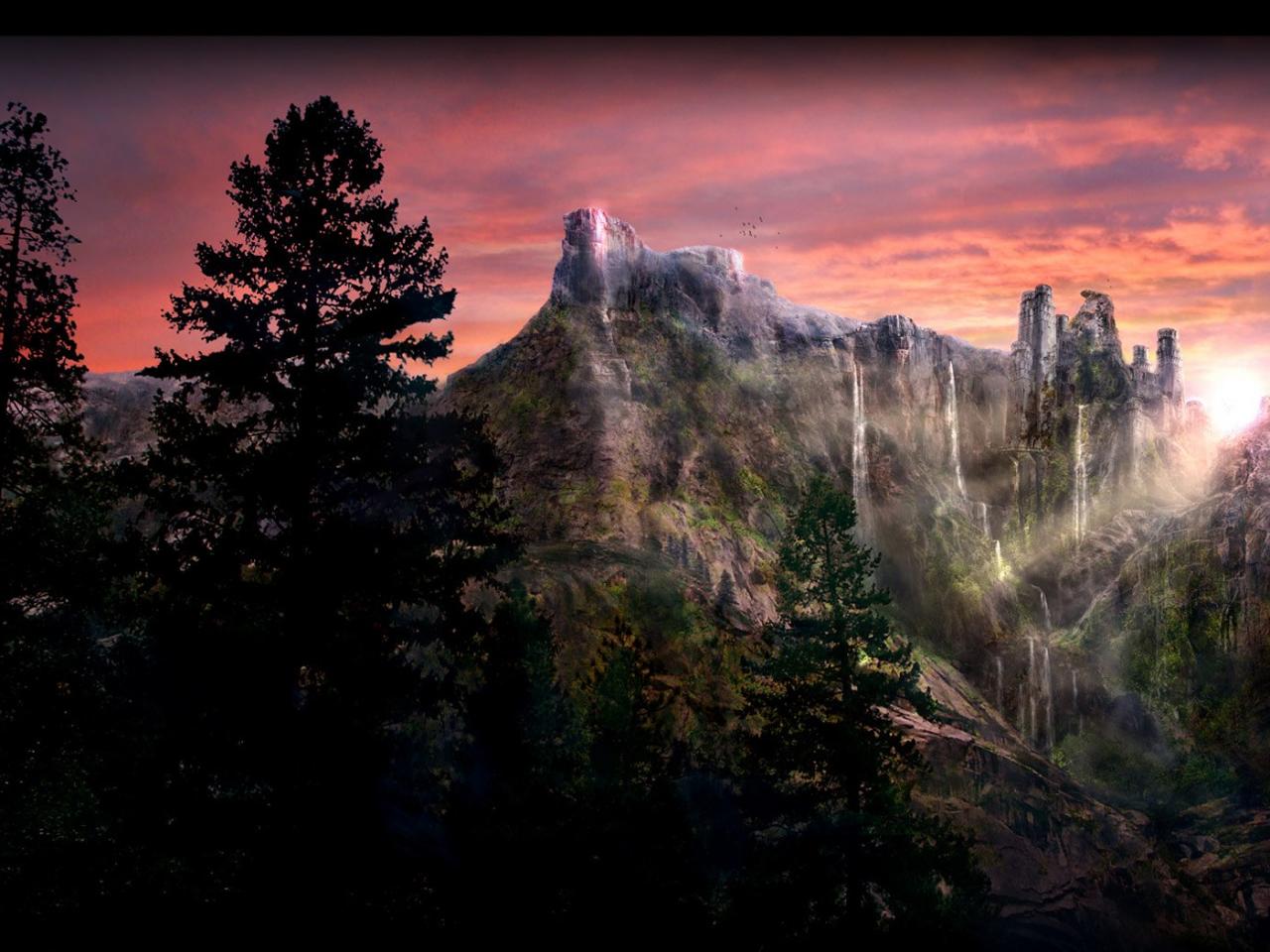 обои Водопады в горах фото