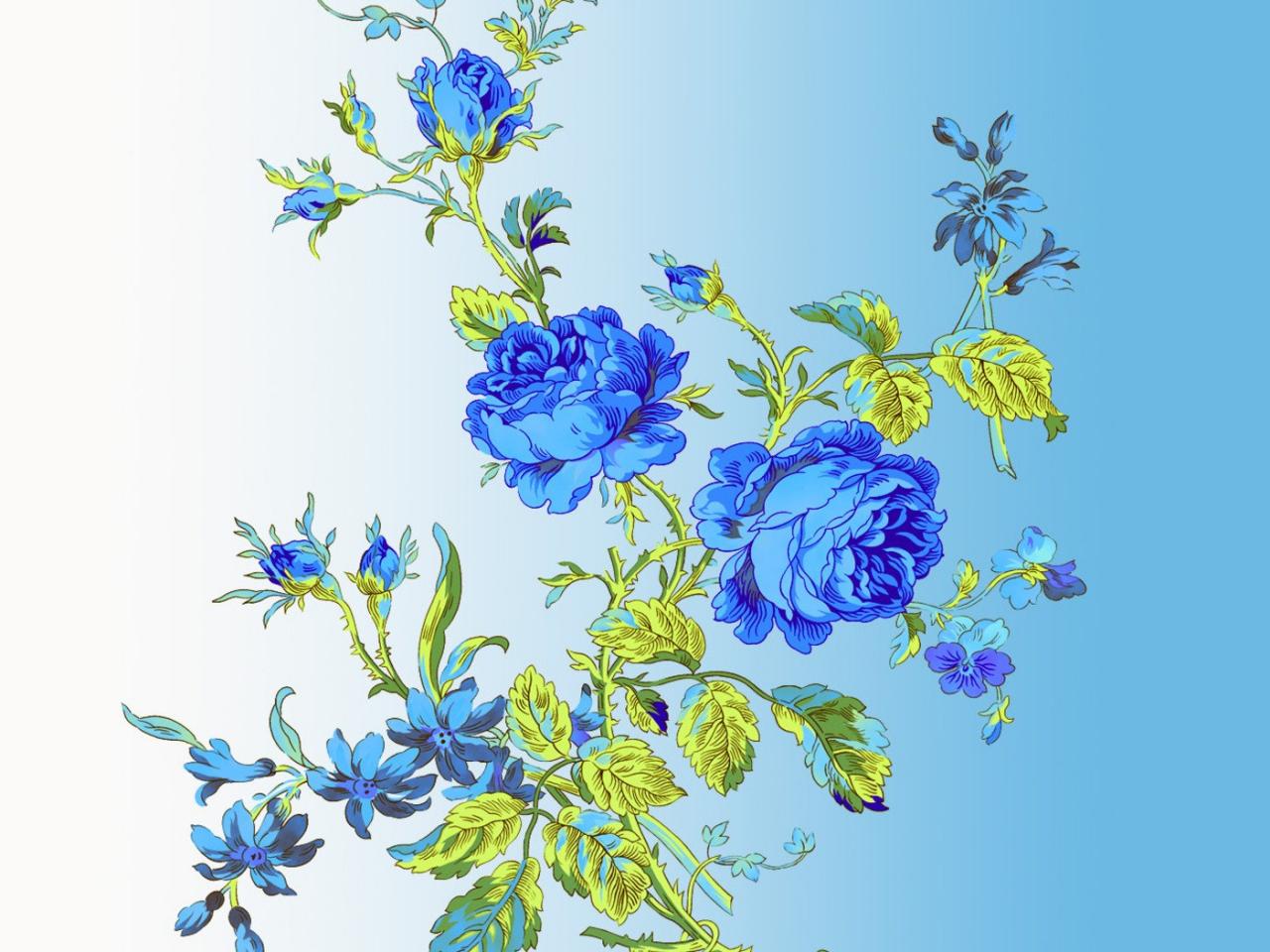 обои Рисованые синие розы фото